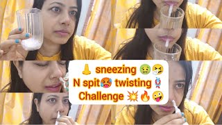 👃 Nose sneezing 🤧😤 & spit(Hocking sound) 🥵😤 twisting 🪢 challenge 💥🔥#funnyvideo 🤪😂@sarmisthasvlogs739