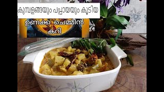 UNAKKA CHEMMEEN CURRY WITH PAPAYA \u0026 KUMBALANGA (കൊതിയൂറും ഉണക്ക ചെമ്മീൻ കറി)