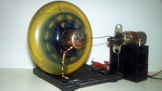 Toy Solenoid AC/DC Motor / Engine using a scooter wheel. Easy hobby project. homemade.