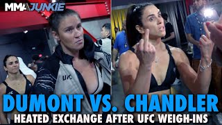 Norma Dumont, Chelsea Chandler Restrained Backstage After UFC on ESPN 49 Faceoff