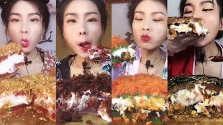 清山- GIANT CREAMY MEAT FLOSS CAKES (肉松贝贝)|| *Subtitled* ASMR Chinese Dessert Mukbang 디저트 먹방 吃播