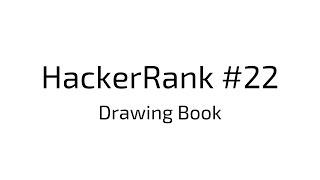 HackerRank #22 | Drawing Book