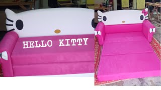 como hacer hermoso 😍😍😍sofá 🛋️🛏️ cama hello Kitty(how to make beautiful 😍😍 sofa 🛋️🛏️ hello kitty bed)