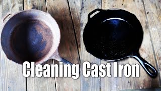 炭火でスキレットの錆とりと再シーズニング Cleaning Cast Iron Skillet on The Charcoal Grill, Seasoning