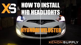 Hyundai Veloster HID - Install HID on OEM Headlight Bumper Removal & Modified H7 Bulb Adaptor