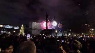 London Eye fireworks 2024-2025. Trafalgar Square view.