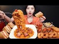 SUB)Bacon Rosé Pasta with Monte Cristo Sandwich Mukbang Shrimp Rings Hash Browns, Buffalo Wings ASMR