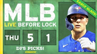 MLB DFS Picks Today 5/1/24 (Early Slate): DraftKings & FanDuel Baseball Lineups | Live Before Lock