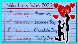 Valentine's day|valentine's day week list 2023|Rose day|Hug day|promise day|Data Education|