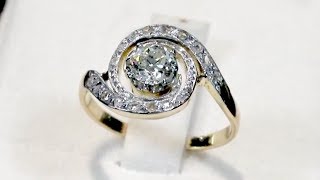 0.61 ct Diamond and 9 ct Yellow Gold Twist Ring - Antique Circa 1910 - A8079