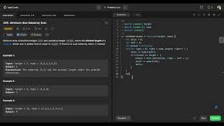 Leetcode 209. Minimum Size Subarray Sum Solution Explained | JS