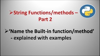 #python String Functions - Part 2| sample one mark questions| examples||explanation