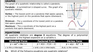 MAP4C - 5.4 - Quadratic Models - VIDEO