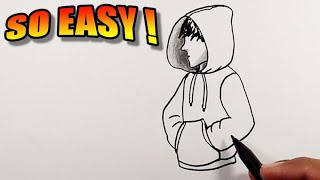 How to draw a hoodie on a person easy | Easy Drawings