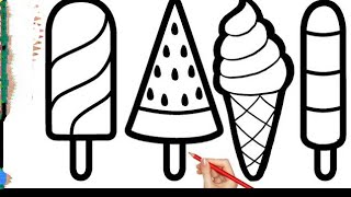 How to draw  ice cream \     Icecream🍦🍨   Drawing and   Colouring of kids  .