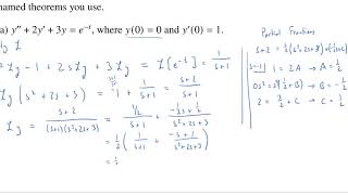 Superquiz 2 Problem 6a Solving Initial Value Problems with Laplace Transforms and Partial Fractions