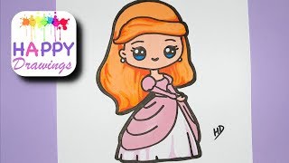 EASY DRAWING - How to Draw a CUTE Tumblr Princess  - Red Hair Princess