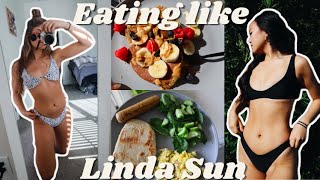 EATING LIKE LINDA SUN FOR A DAY  | Protein pancake recipe, BING, and more!