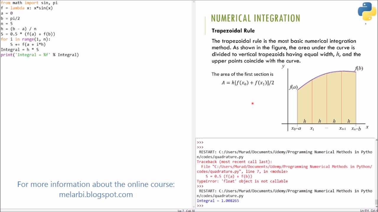 Numerical Methods In Python | Numerical Integration | Trapezoidal Rule ...