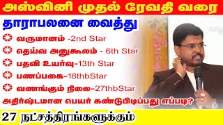 அஸ்வினி முதல் ரேவதி வரை தாராபலனை வைத்து வருமானம்-2nd Star|தெய்வ அனுகூலம்-6th Star| பணப்பகை-18th Star