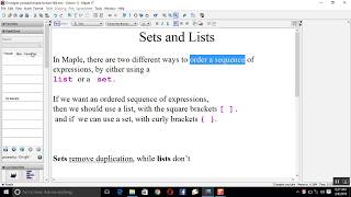 Lists and Sets in Maple