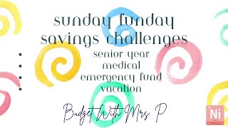 Sunday Funday Savings Challenges | Emergency Fund | Medical | Birthdays | Vacation | Holidays