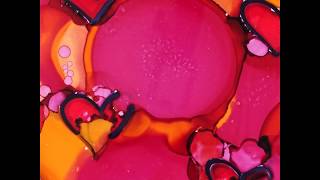 DIY Alcohol Ink Art Tiles with Hearts for Valentine's Day