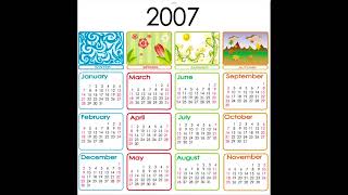 Calendar for 2007 For 12 Months