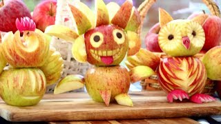 Apples Show | Apple Owl | Fun Fruit For Kids | Apple Swan Garnish | Fruit Carving