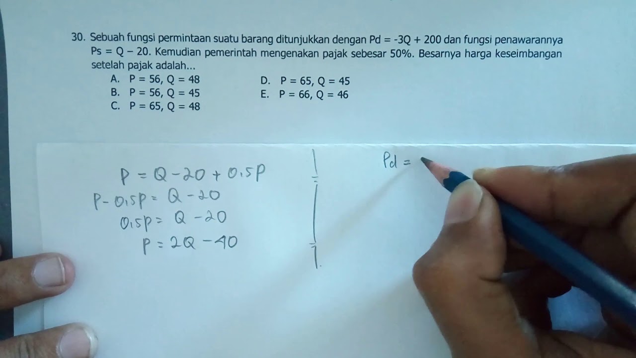 Mencari Harga Keseimbangan Jika Pajak Prosentase - YouTube