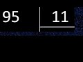 Dividir 95 entre 11 , division inexacta con resultado decimal  . Como se dividen 2 numeros