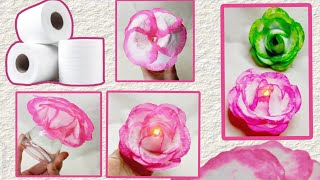 🌹Viral olan PEÇETEDEN GÜL YAPIMI IŞIKlı PEÇETEDEN GÜL/Making scented roses from napkins #papercraft