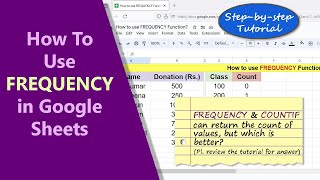 Google Sheets | FREQUENCY | Function | Count | Values | Example | Spreadsheet | Tutorial