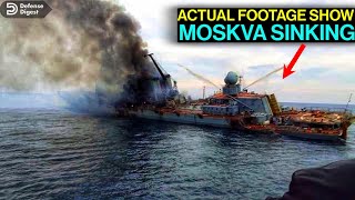 Dramatic Footage 'show Putin's doomed flagship Moskva on fire and sinking into the Black Sea'.