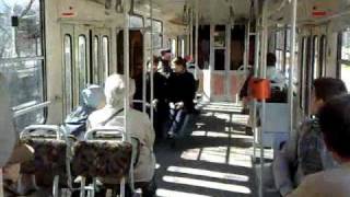 Tatra tram inside in Budapest