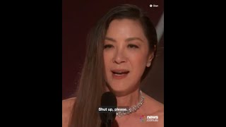 Michelle Yeoh tells pianist to shut up while giving winning Golden Globe speech