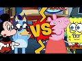 M.U.G.E.N Battles | Mickey Mouse/Bluey vs SpongeBob/Peppa Pig