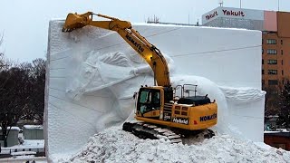 さっぽろ雪まつり閉幕　重機で雪像解体　大通会場