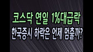 [주식강좌] 코스닥 연일 1%이상 급락! 한국증시의 하락은 언제 멈출까?(일주일동안 하루도 안 오른 코스피와 코스닥의 운명은?)