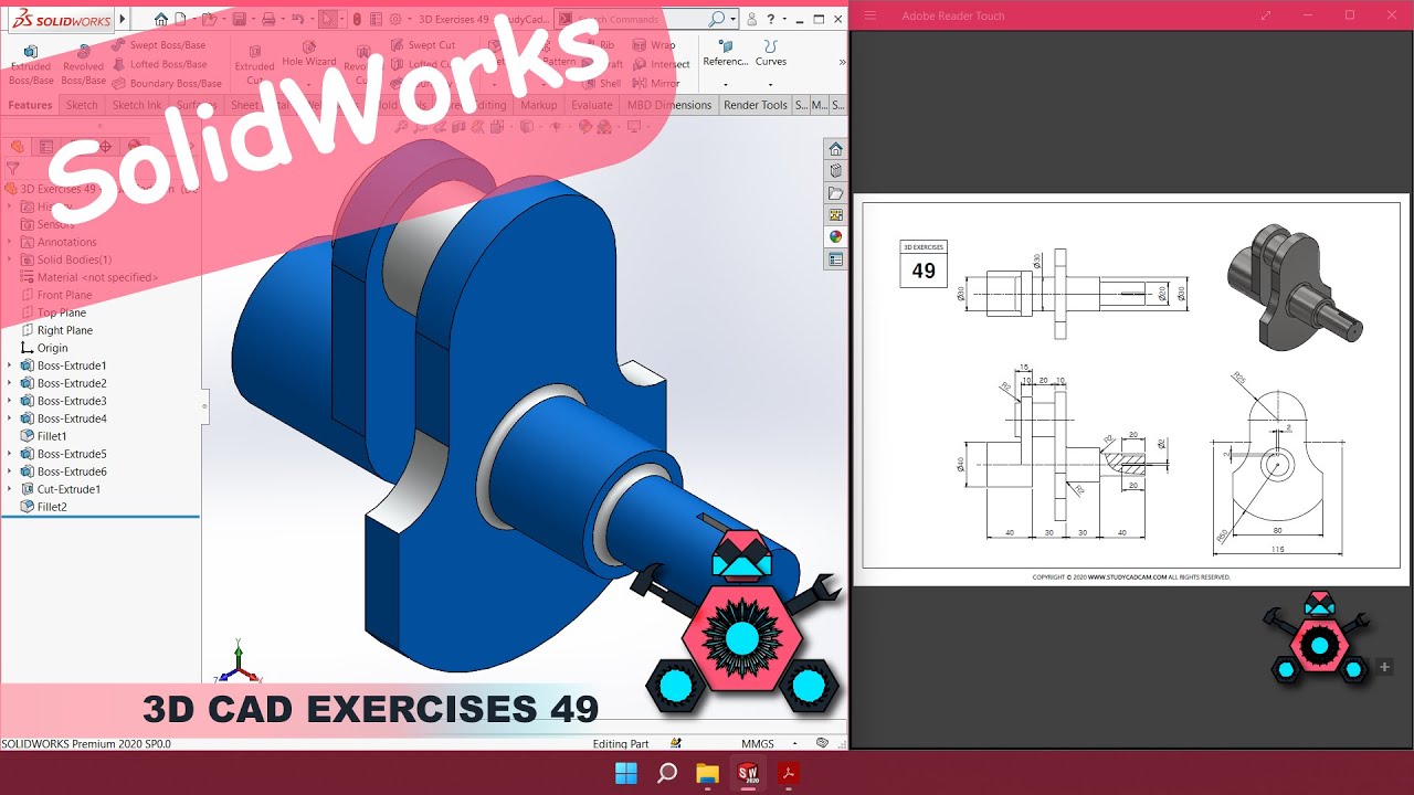 Solidworks 3d Cad Exercises 94 Studycadcam Solution Tutorial Eroppa Solidworks 3d Cad Exercises 94 Studycadcam Solution Tutorial Eroppa