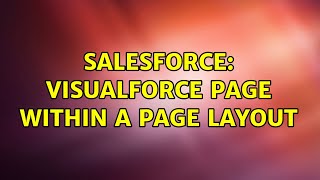 Salesforce: Visualforce page within a Page Layout