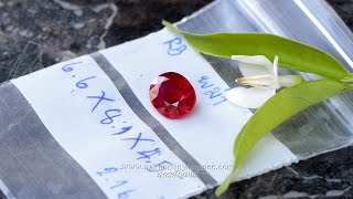 พลอย ทับทิม พม่า Ruby (Myanmar) กะรัต 2.16 Ct. 6.6x8.1x4.5 mm.