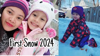 First Snow 2024 with the babies ❄️ Massachusetts USA 🇺🇸