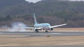 急スピードで着陸 危なっかしい飛行機 岡山桃太郎空港