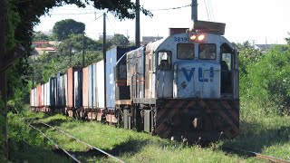 Vários trens VLI em Aguaí-SP, raríssimo trem de container com U20-C tracionando