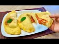 MAXI STUFFED CALZONE PIZZA WITHOUT FRYING : ITALIAN PANZEROTTI NO KNEADING USING A FORK -EASY RECIPE