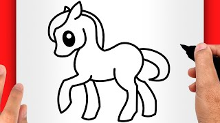 HOW TO DRAW A HORSE (EASY) - Cute Horse Drawing (EASY)