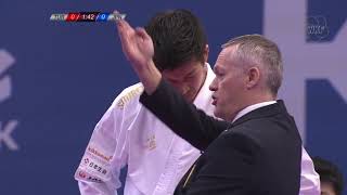 Ugur Aktas TUR   Ryutaro Araga JPN   Karate 1 Paris 2018   Bronze Medal Male Kumite  84kg