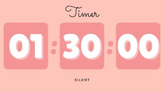 đē 1 Hour 30 Minutes Silent Timer with Cute Ending Alarm | Pastel Red Timer