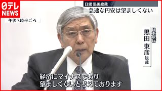 【日銀・黒田総裁】“急速な円安は望ましくない”